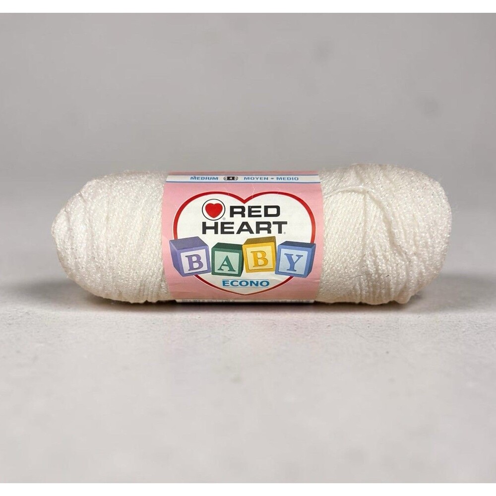 Red Heart Baby Econo Yarn White 6oz Medium (4) Acrylic Polypropylene